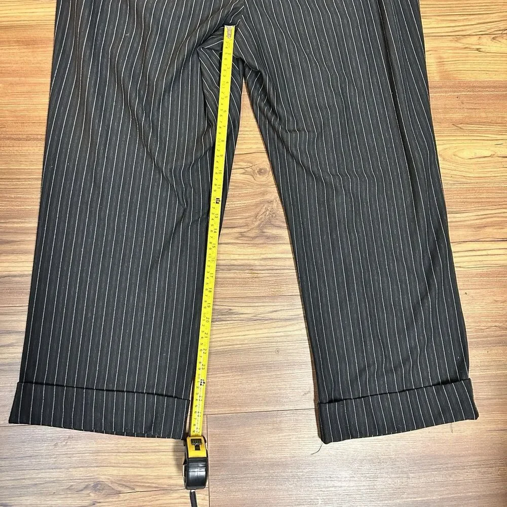 Soft by Avenue Women’s Pinstripe Pants Size 22/24 Black Pull On Career Plus - Picture 5 of 8